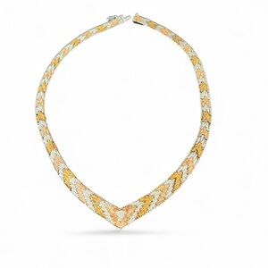 Vintage Italian 925 Sterling Silver 16.5" Chevron V-Shape Collar Choker Necklace